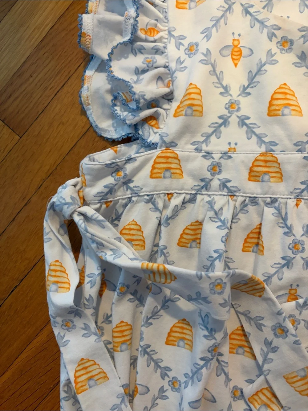Shrimp and Grits Bee Print Ruffle Romper 2T, Queen Bee Busy Bee